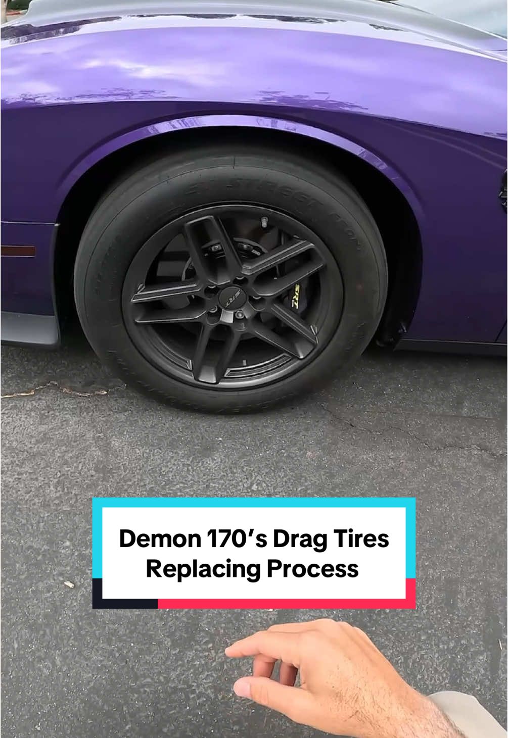Replacing the Demon 170’s Drag Tires is a Process #dodge #dodgedemon #demon170 #challenger #cartok #tiktokautocampaign 