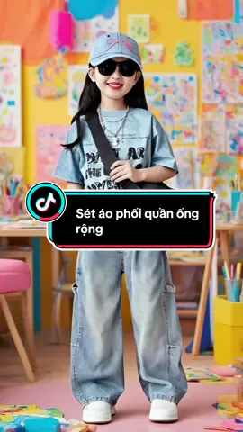 Sét đồ xinh bé gái áo phong quần ống rộng xinh #setdoxinhchobe #quanaobegai #quanjeanbegai 