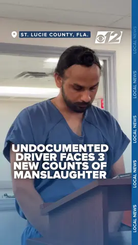 FIRST APPEARANCE | The undocumented semi-truck driver accused of causing a deadly crash appeared in court, where a judge added three new manslaughter charges. He’s accused of making an illegal U-turn in a tractor-trailer on the Florida Turnpike on August 12, which officials say caused a crash that killed three people. The St. Lucie County Sheriff’s Office (SLCSO) says Singh was initially charged with three counts of vehicular homicide, but during his first appearance, a judge ordered the additional counts. Deputies say Singh has also been placed on an immigration (ICE) hold and will remain in the Sheriff’s Office custody without bond as the case moves forward.