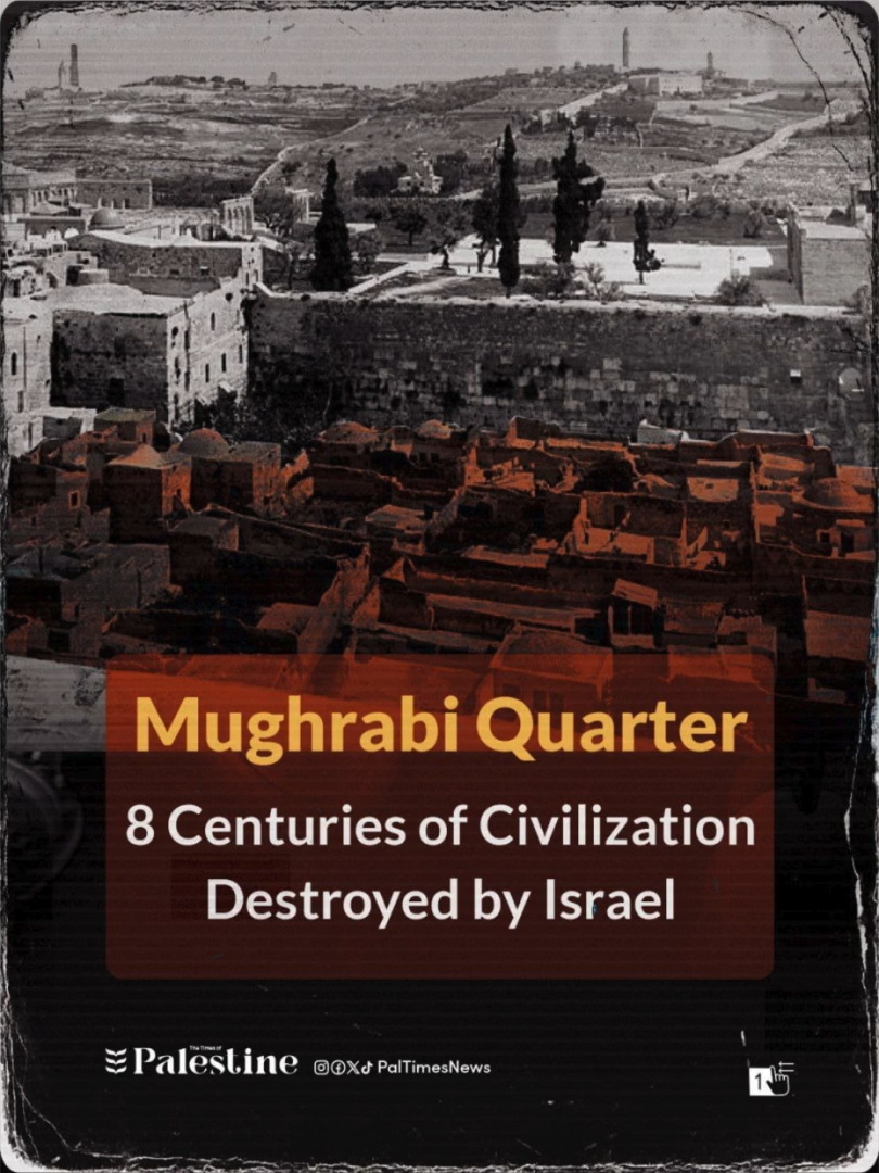 Eight hundred years of Palestinian history in Old Jerusalem's Mughrabi Quarter destroyed by Israel. Further details here.#StoptheHolocaust #gazapalestine #palestinewillbefree #WorldNews #palestine #palestineفلسطين #stoptheHolocaust