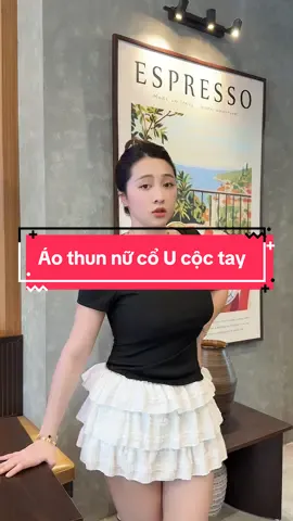Áo thun nữ cổ U cộc tay #cohuyentaphoa ##xuhuong