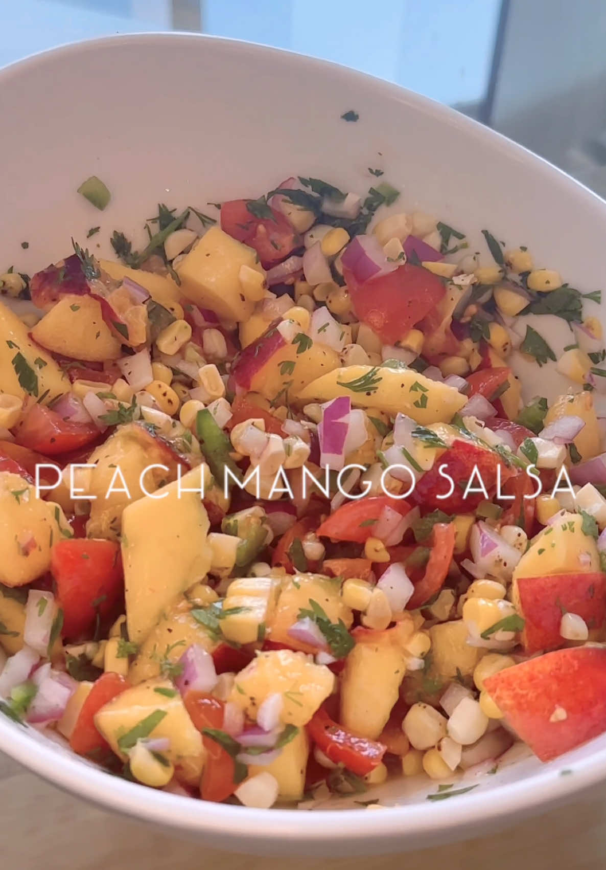 Introducing your next BBQ show stopper: Peach Mango Salsa! 🥭🍅 #fyp #FoodTok #RecipeTok #TikTokFood #Foodie