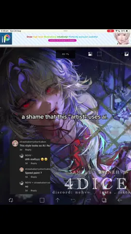 thats why they dont post speedpaints!!! its either traced, ai enhanced or touched up after ai image smh. #추천 #ai #rexqvz_ #artistoftiktok #arttok  . . . . . . l . . . . /j 