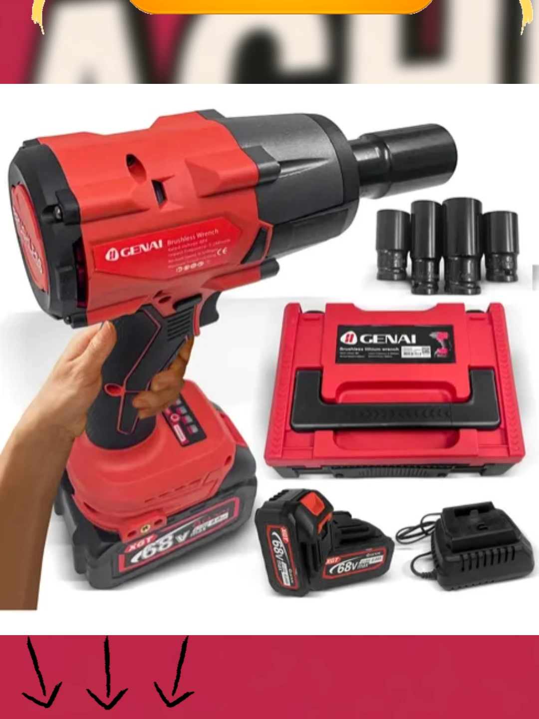 Parafusadeira Impacto 68v Profissional 2 Baterias Sem Escova Vermelho #parafusadeira #parafusadeiraimpacto