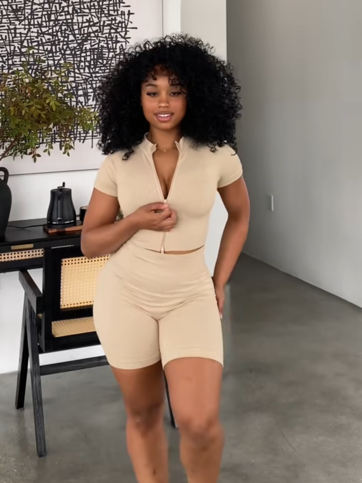 This nude set is giving body 😍✨ soft, stretchy & snatches in all the right places! Don’t say I didn’t put you on 👀🔥 #SetGoals #FBMFashionHouse #SummerFit #NeutralVibes #TikTokFashion#ShopNow 💁🏽‍♀️🛍️