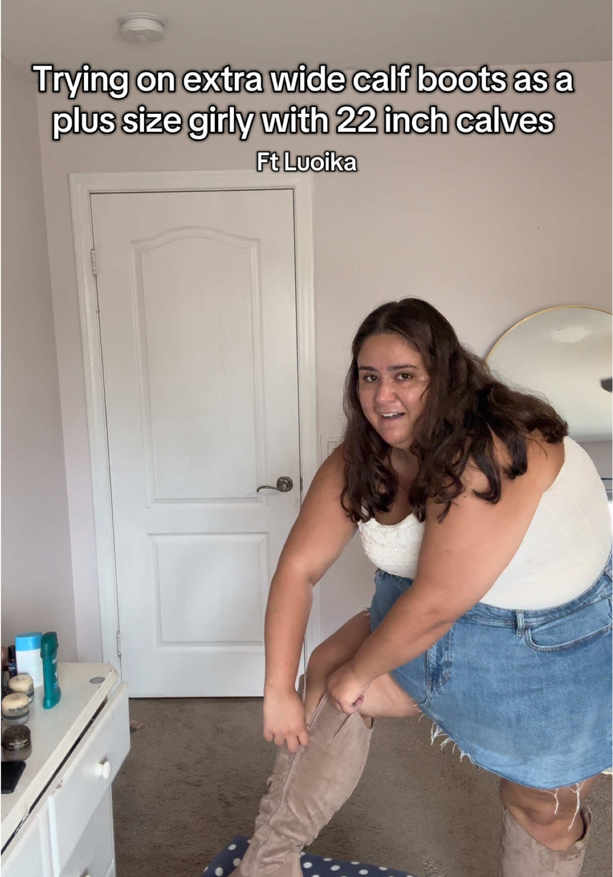 Calling all my big calf girlies I found a pair of boots THAT FITTT👢 I’m a 22 inch calf and it took some work but once I got them zipped up they are super comfy✨ you can check them out in the tik tok shop⬇️ 🏷️ #plussizeboots #widecalfboots #plussizefashion #plussizeedition #plussizeshopping 