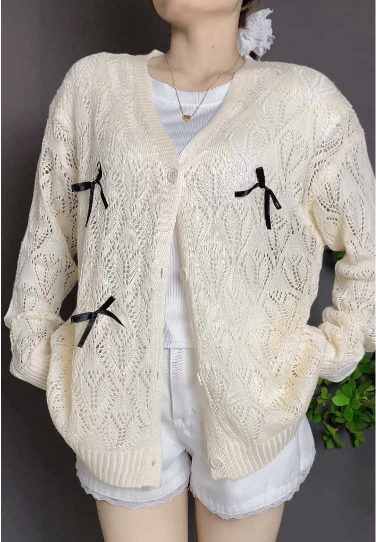 Áo cardigan đính nơ xinh iu. Size 40-55kg #cardigan #aocardigan #aokhoaccardigan #aocardigannu #myoutfit 