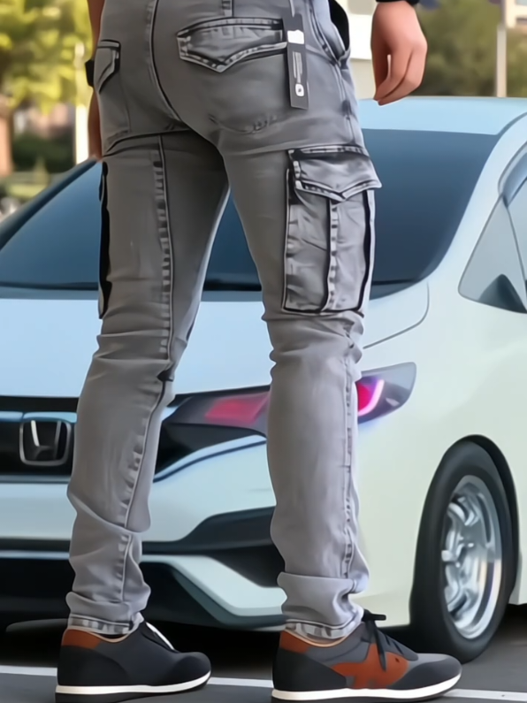 CELANA JEANS PRIA Celana Panjang Cargo Bahan Ngaret Melar #celanajeanspria  #celanapanjangpria  #celanapriakeren  #celanajeanscargo  #celanacargojeans 