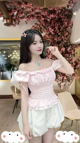 Set Áo Trễ Vai Bèo Tay Bồng Đính Nơ Nhún Eo + Chân Váy Bí Phồng #ngocmayshop88 #setxinh #xuhuong 