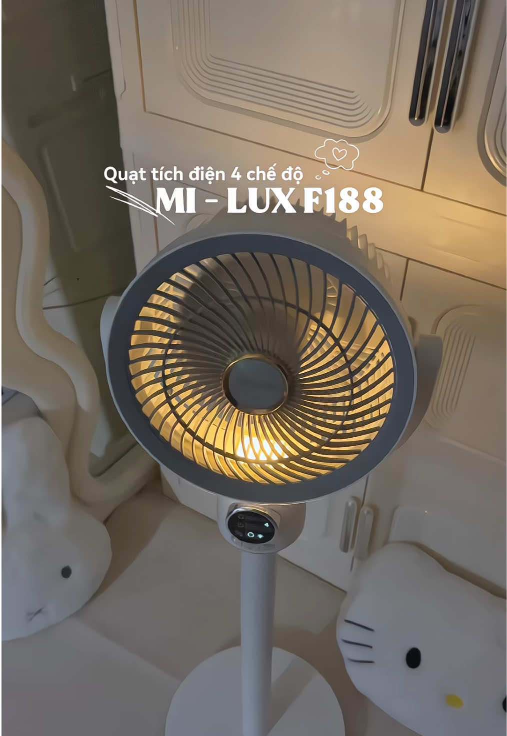 Quạt tích điện vừa mát decor lại xinhhhh #quattichdien #quatcaydung #quattichdienpintrau #milux #quatcaytichdien 