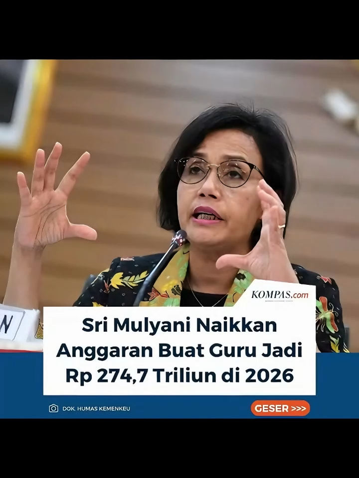 Hoaks guru beban negara dipatahkan fakta 📊 Tahun 2026, anggaran pendidikan naik jadi Rp274,4 Triliun, termasuk tunjangan dosen dan guru. Bahkan guru non PNS juga dapat tunjangan dari APBN. #anggaranpendidikan#GuruNaikKelas #DosenBerkualitas #APBNUntukPendidikan #GURU #srimulyani #apbn2026