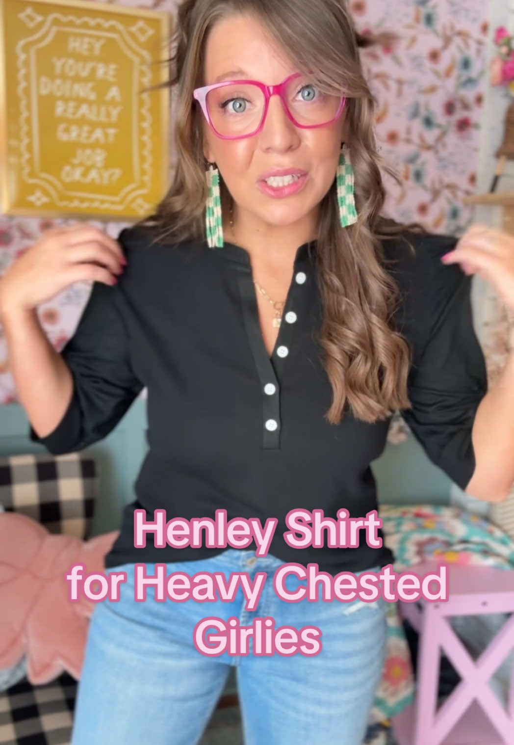 Heavy Chested girlies, come get your shirt! #henley #henleyshirt #tiktokshopcreatorpicks 