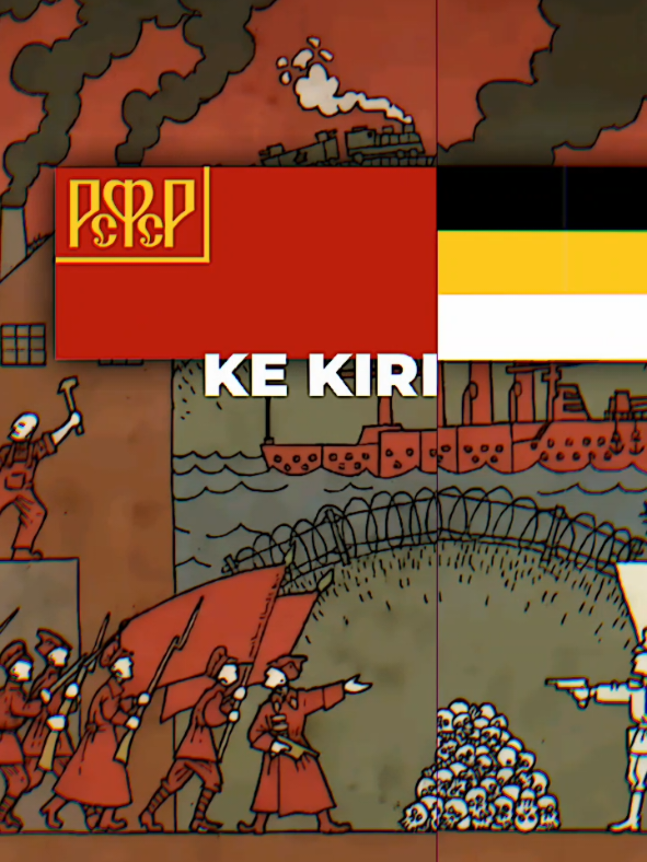 Kiri atau Kanan ? 🤭 VT ini menunjukkan ilustrasi dari Revolusi yang terjadi di Rusia pada tahun 1917-1923. kiri (Bolshevik, Menshevik, Sosialis Demokratis ataupun partai ber ideologi kiri lainnya. di pimpin oleh Vladimir Lenin dkk), kanan (tentara yang mendukung Tsar Nicholas II) kejadian singkatnya yaitu, pemerintahan Tsar Rusia yang di kenal kejam dan tidak adil, berhasil di gulingkan oleh para pejuang revolusi yang radikal.  Serangkaian kejadian tersebut mengakhiri masa pemerintahan Kekaisaran Rusia yang sudah bertahan ratusan tahun belakangan. dengan itu, nantinya negara ini kelak akan menjadi cikal bakal dari terbentuknya negara Uni Soviet, sebuah negara berideologi komunis pertama di dunia dan menjadi pusat penyebaran ideologi tersebut hingga akhir perang dingin  #fyp #fyi #sejarah #History #education 