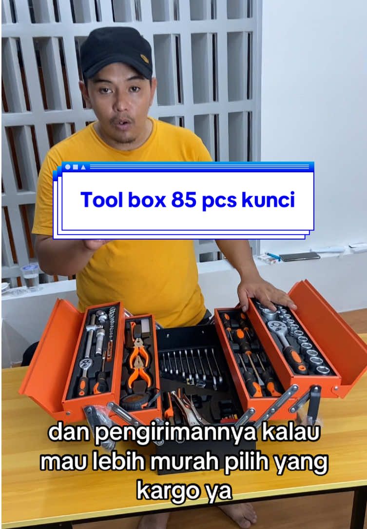 Kotak perbengkelan dengan 85 pcs kunci #toolkit #toolbox #kuncisok #kunciset #obeng 