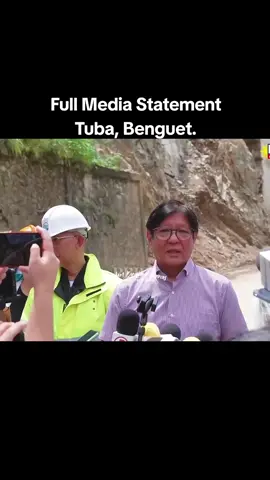 Pres. Bongbong Marcos inspect the rock shed at Camp 4, Kennon Road in Tuba, Benguet.  Part of the rock shed collapsed due to the impact of typhoon Emong. #pbbm #bongbongmarcos #bagongpilipinas #tiktok #fyppppppppppppppppppppppp 