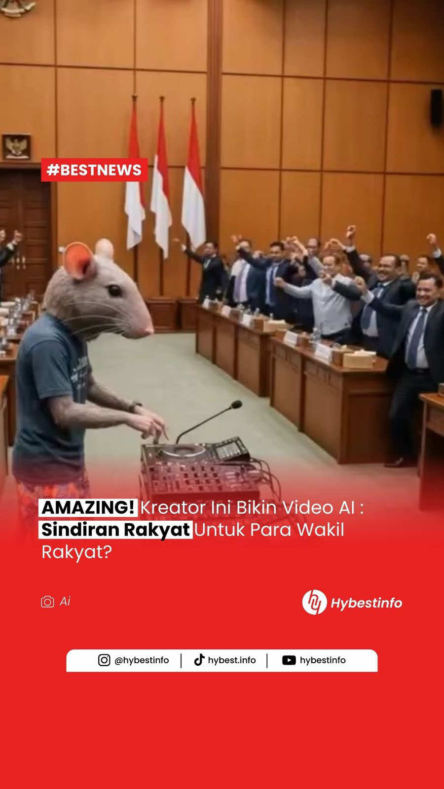 Beberapa hari ini sedang marak video anggota DPR sedang berjoget di Gedung DPR, Banyak Sorotan dari Rakyat baik yang pro dan kontra. Salah satunya Kreator ini membuat Video AI yang sedang Ramai di sosial media Gimana tanggapannya best? Sumber ; adyy Follow @hybestinfo untuk info menarik lainnnya! #hybestinfo 