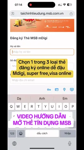 Video hướng dẫn cho KH đã có tài khoản ngân hàng MSB nhé Anh/chị. Ai chưa có tài khoản Ib e hướng dẫn nhé zalo/sdt Hiền 0979.815.823 MSB .                                                    Mã giới thiệu thẻ của em là Hienlt28 nhé.                                                     Em hỗ trợ toàn quốc  miễn phí #VinhomesGrandPark #chungcucoso #VayBatDongSan #MSB #thetindung #QuockhanhVietNam #Quockhanh2thang9 #hienharmony3 #msb #thetindung 