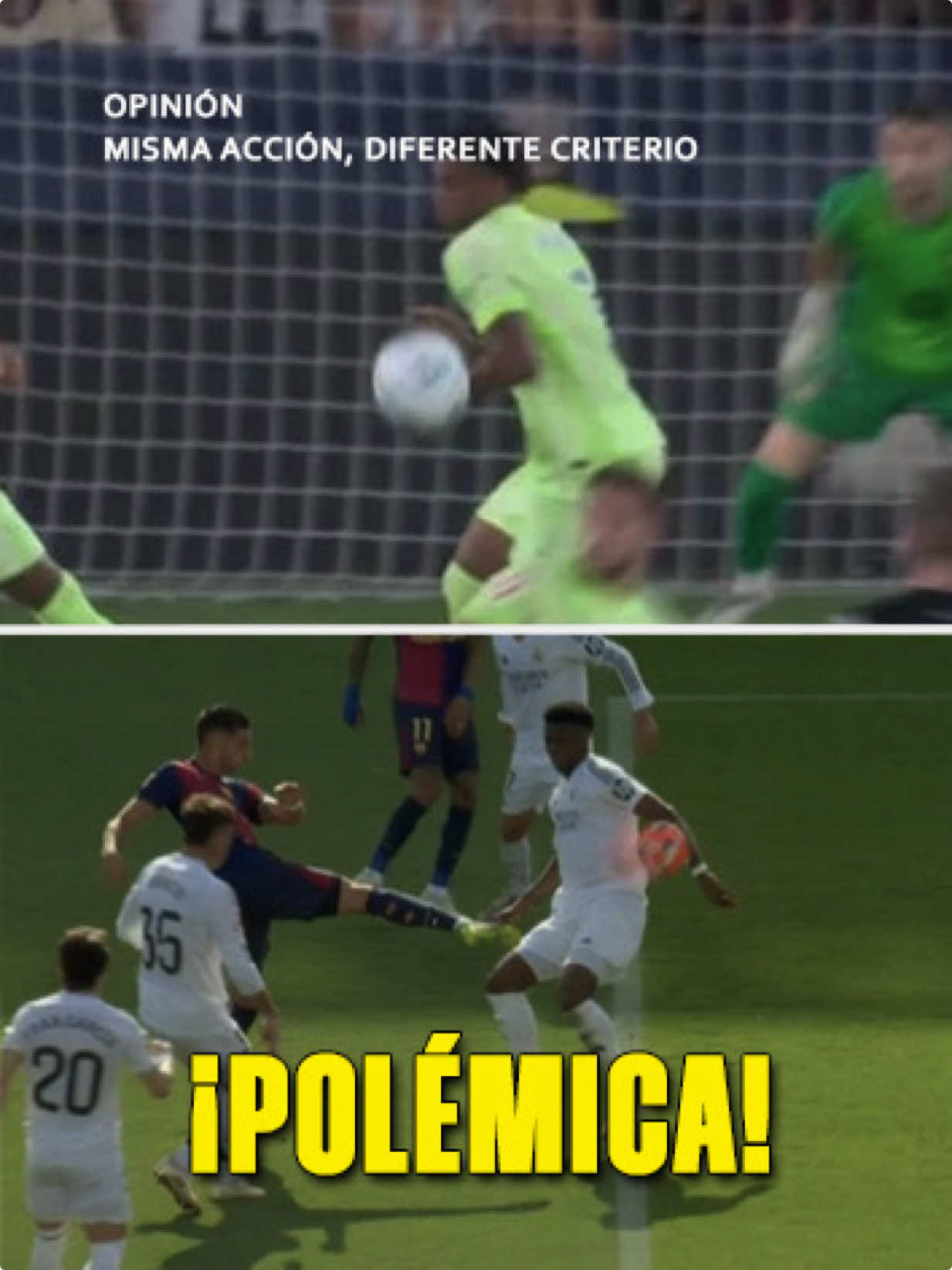 😬 Misma acción, mismo árbitro, pero diferente criterio. Nos estamos cargando el fútbol (acción totalmente  natural) #parati #fcblive #polemica #balde #mano 