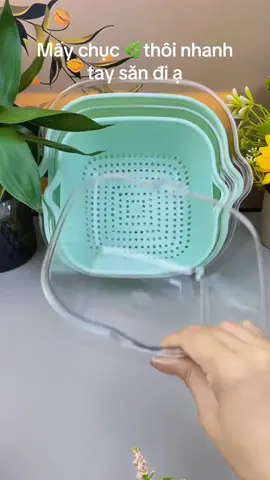 Bộ Rổ Nhựa Rửa Rau Kèm Chậu Thiết Kế Thoát Nước Tiện Lợi, Rổ Nhựa Đựng Đồ, Rau Củ 2 Lớp #dogiadungtienich #dogiadung #ronhua 