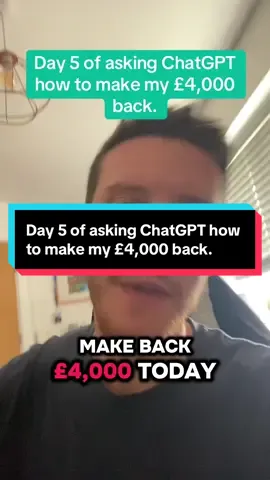 Day 5 of asking ChatGPT how to make back £4,000. It suggested flipping - buying cheap, selling high. Never tried it, but I know people who swear by it. What’s the best thing you’ve ever flipped? #chatgptchallenge #sidehustleuk #flippingitems #reselluk #makemoneyuk 