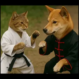 Kung Fu dog and Karate cat are fighting!!! 😅#tiktok,#fyp #viral ,#Ai 