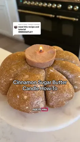 Replying to @Esther  Toronto 🧈🕯️🍂 cinnamon sugar butter candle how-to! ✨ all you’ll need is: 2/3 cup softened butter 1/4 cup powdered sugar 1 tablespoon cinnamon (or you can use pumpkin spice) directions are in the video. enjoy! 🎃 #fallrecipes #fallseason #buttercandle 