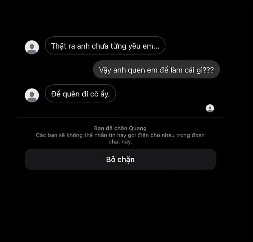 Hoá ra từ trước tới giờ anh chưa từng iu em chỉ là em đến vừa đúng lúc anh cô đơn. Vừa hay lúc đó anh thấy em hiểu chuyện, dễ tin người, k ham vật chất, dễ dàng bỏ rơi em nên mới chọn em là người thay thế ngcũ của anh để anh quên cô ấy. Nhưng em biết thật ra anh chưa hề quên cô ấy chỉ là anh cất cô ấy vào sâu trong lòng nơi chỉ có mình anh chạm tới được, nơi chỉ mình anh nhớ nhung còn em chỉ là người thay thế...#thaydoibatngo #thaythe ❤️‍🩹