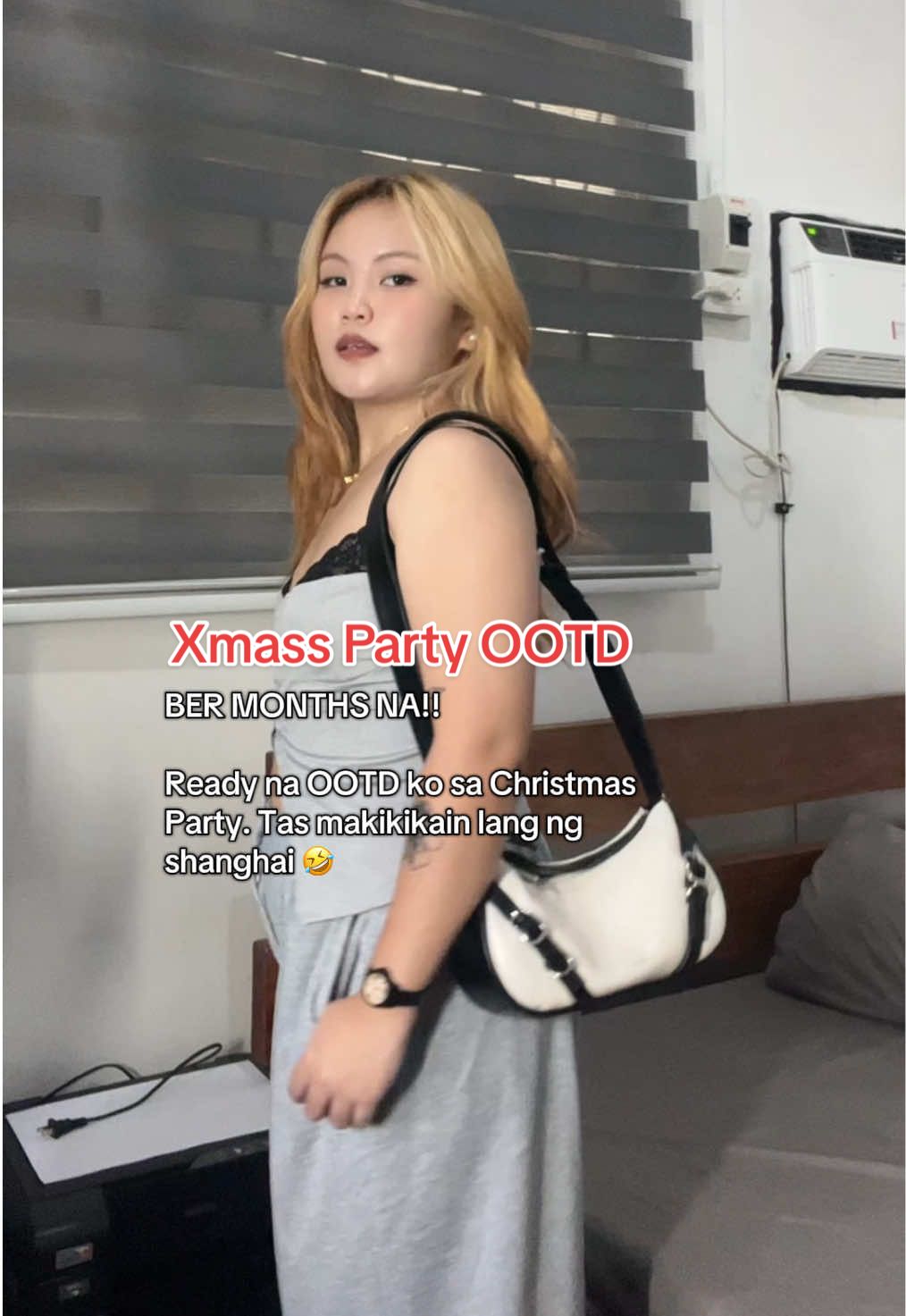 ✨ BER months na! Ready na OOTD ko for the Christmas party 🎄  Perfect outfit para sa festive season, kahit makikikain lang ng shanghai 🤣 #ChristmasPartyOOTD #HolidayOutfitIdeas #OOTD #christmasootd #FashionInspo