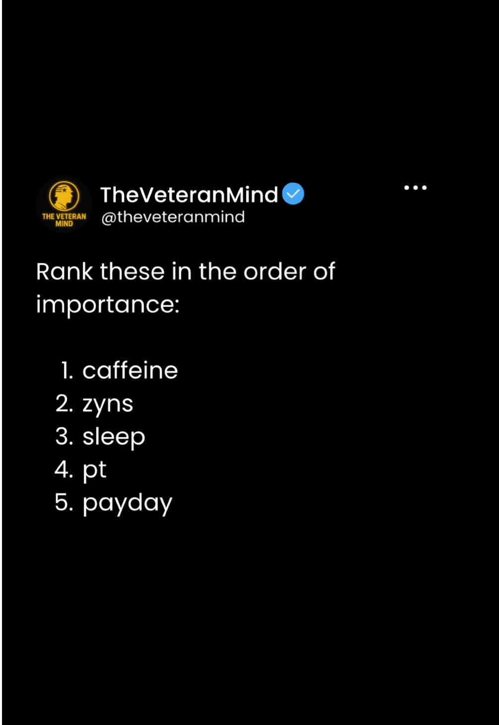 Let’s see where y’all’s priorities are at 😂 #militarylife #veteranlife 