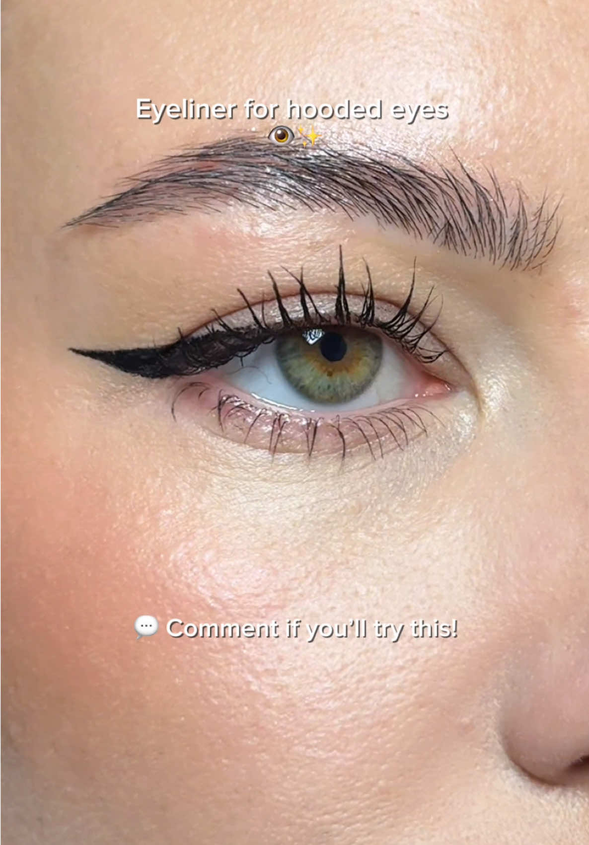 Quick tutorial: Perfect eyeliner for hooded eyes 👀🖤  Eyeliner @INGLOT Cosmetics @Maybelline NYcara @e.l.f. Cosmetics  #eyelinertutorial #hoodedeyesmakeup #greeneyes #hazeleyes #hoodedeyeseyeliner 