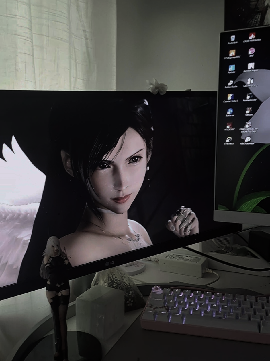 idk if its too cluttered #room #setup #lilies #fy #gamer 