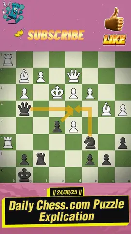 Explication du Puzzle Chess.com 24/08/25 Source de la vidéo sur chess.com #chess #chesscom #checkmate #echec #fyp #pourtoi #comments #like #follow #mat Abonne toi, like, commente et partage la vidéo