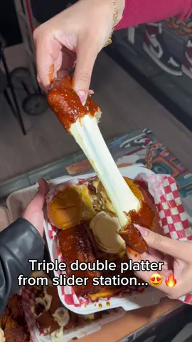 Triple Double Platter From Slider Station..😍🔥 Slider Station  📍80 Ellesmere rd, Scarborough  #mozzasticks #chickentenders #comfortfood #viralfood #torontofood 