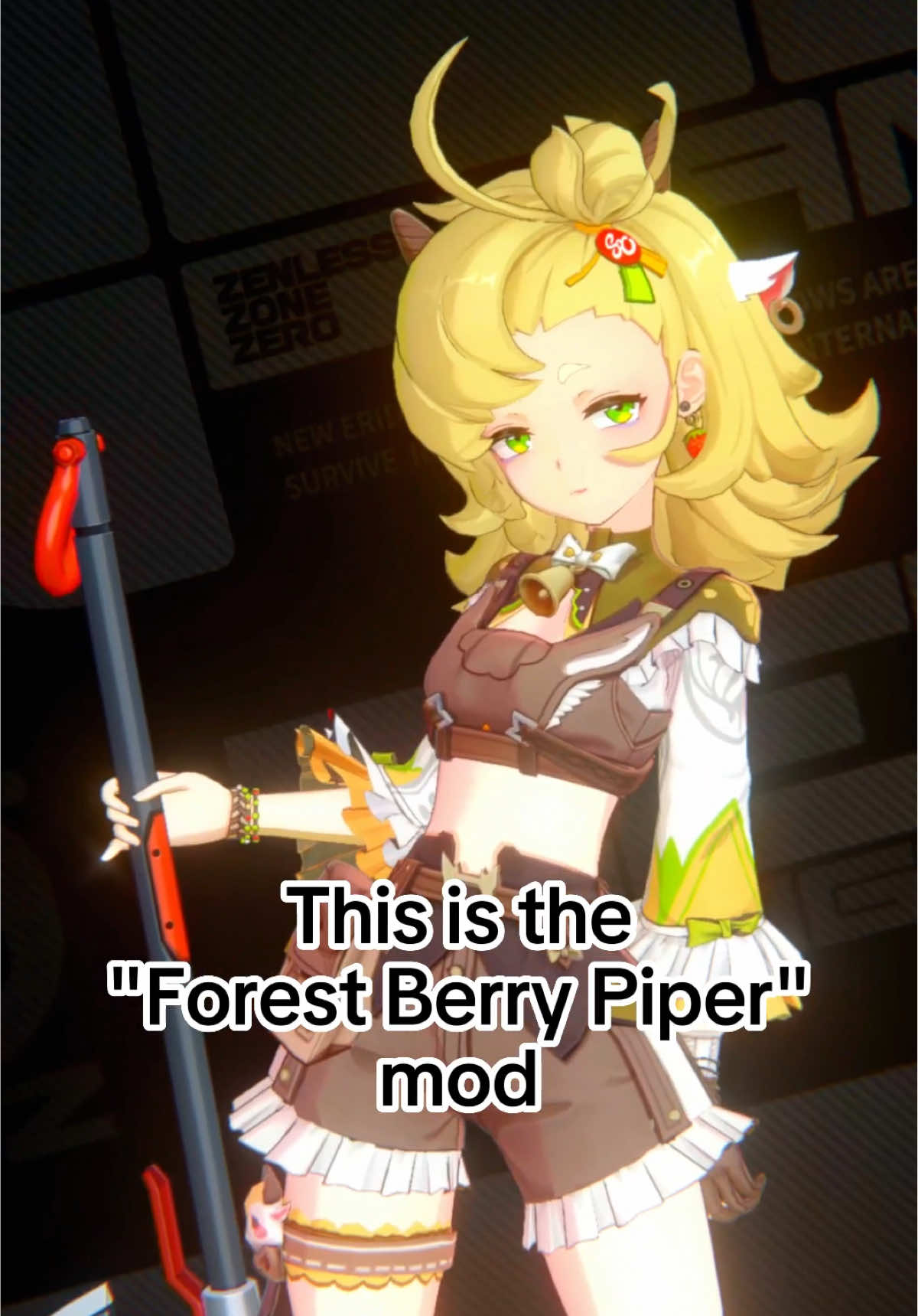 “Piper but cottagecore 🌸 Brown colors, a little bell, and cute little ears too! This mod is stunning! #zzz #ZZZero #ZenlessZoneZero #Piper #Mod