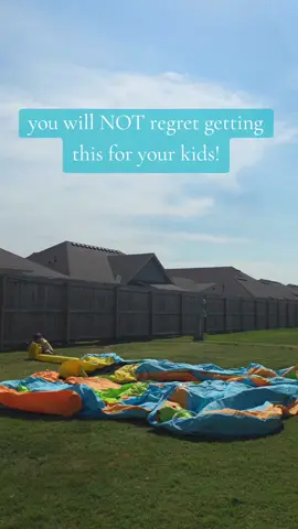 the best purchase we ever made for our kids was this inflatable! use it all year round! cool off hot summer days with the water on or playing in the cool weather dry. My kids will play outside for HOURS on this thing!! #foryou #inflatable #funforkids #bouncehouse #kids 