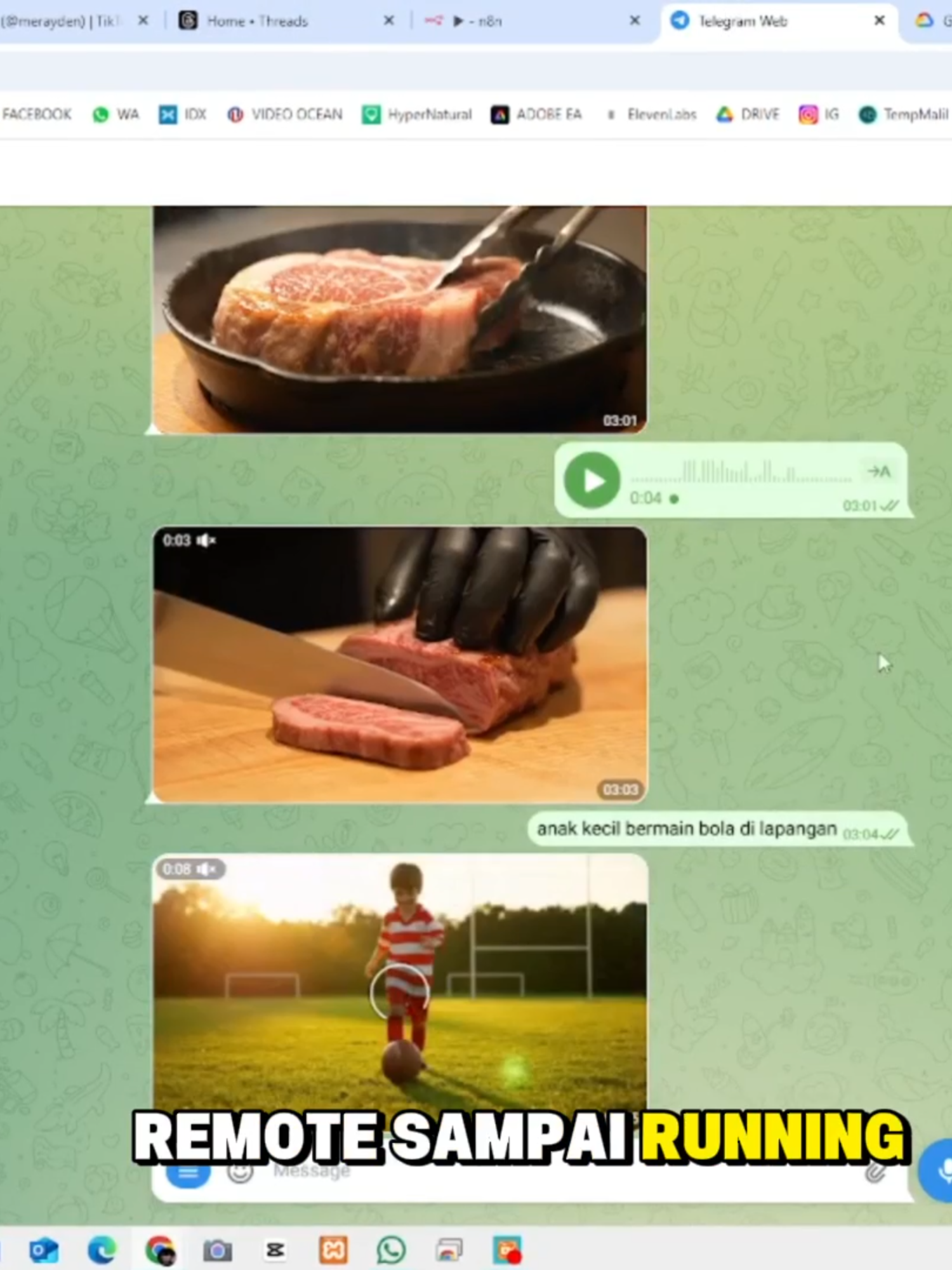 Capek kena limit generate video AI? 😤 Sekarang kamu bisa bikin RATUSAN video dari Teks & Suara langsung di Telegram! Gak perlu lagi akun Gemini Pro. ✅ Generate video UNLIMITED  ✅ Cukup kirim teks/voice note  ✅ Beli sekali, pakai SEUMUR HIDUP  ✅ Video otomatis masuk Google Drive Solusi buat konten kreator & marketer.  Mau? Cek link di bio! 🔥 #AIVideo #Automasi #telegrambotbts #GenAI #ContentCreator #VideoGenerator #TanpaLimit #n8n #Workflow