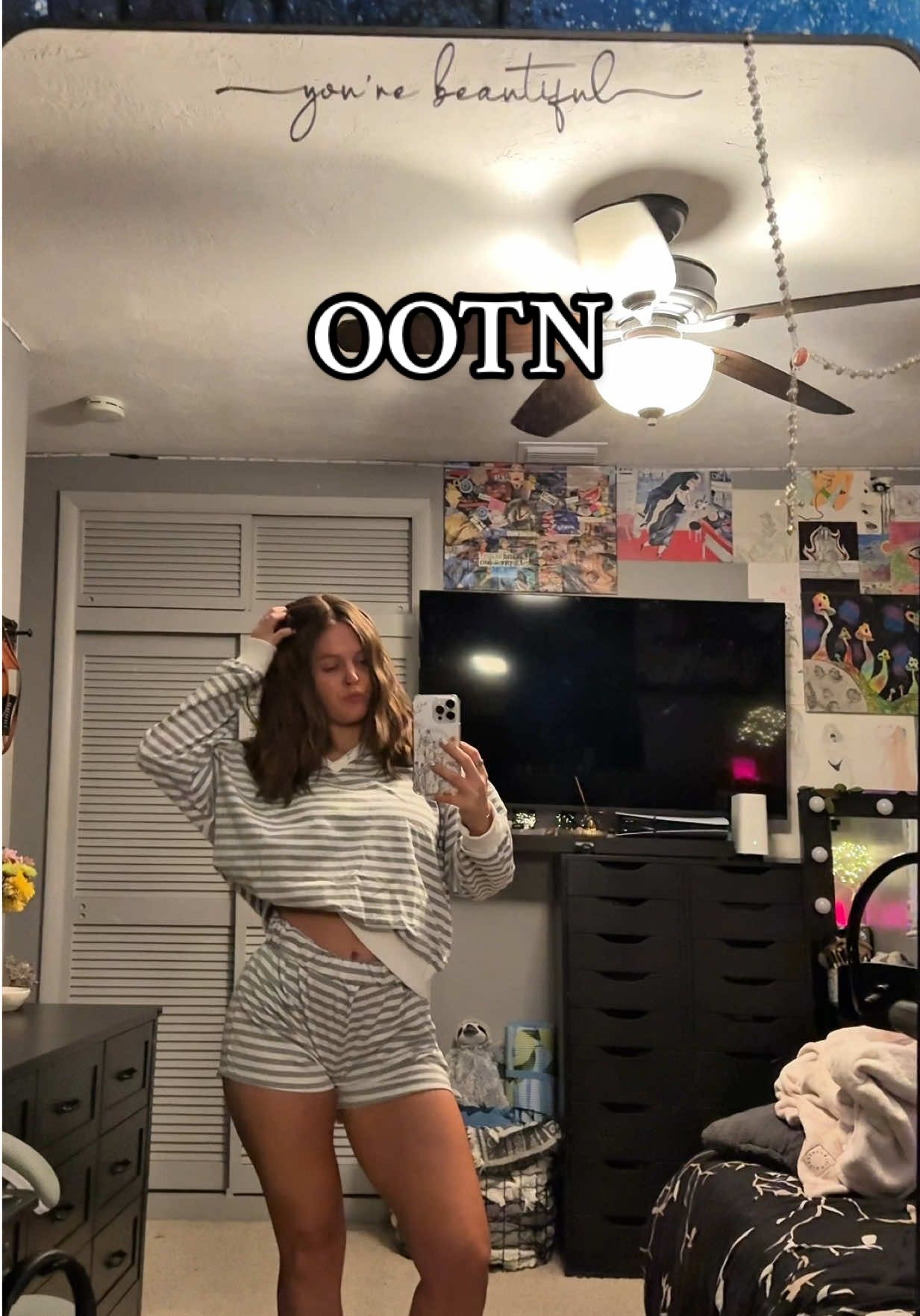 this set is so cute!! i’m wearing a medium, wish i got a large 🥲|  #matchingset #tts #ootn #pjs #fyp 
