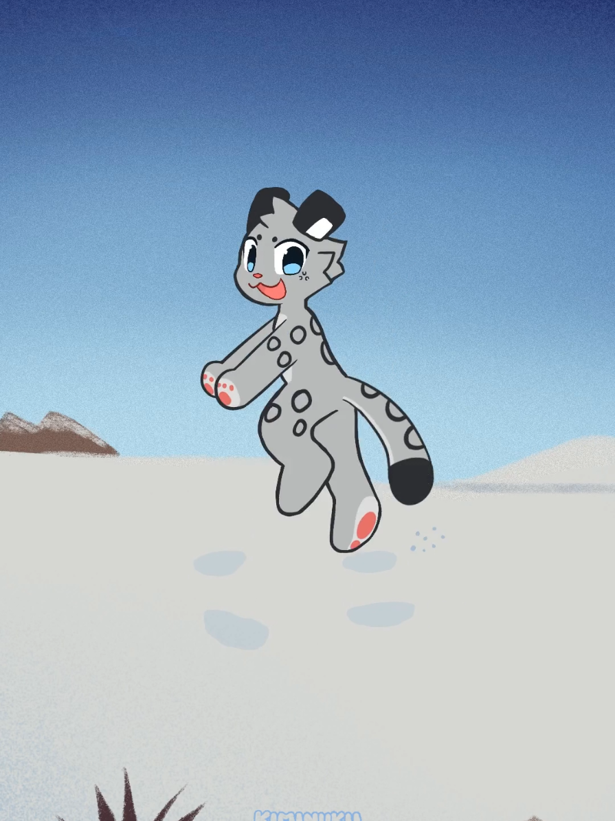 Snow leopard chasing his tail  #snowleopard #animation #animationmeme #furry  #furryanimation 