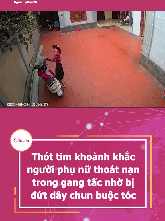 Thót tim khoảnh khắc người phụ nữ thoát nạn trong gang tấc nhờ bị đứt dây chun buộc tóc #tiinnews