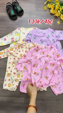 Combo 4bo quần áo dài tay thun tăm lụa cho bé gái #xuhướng #mevabe #thoitrangtreem #bodaitaybegai #thuntam 