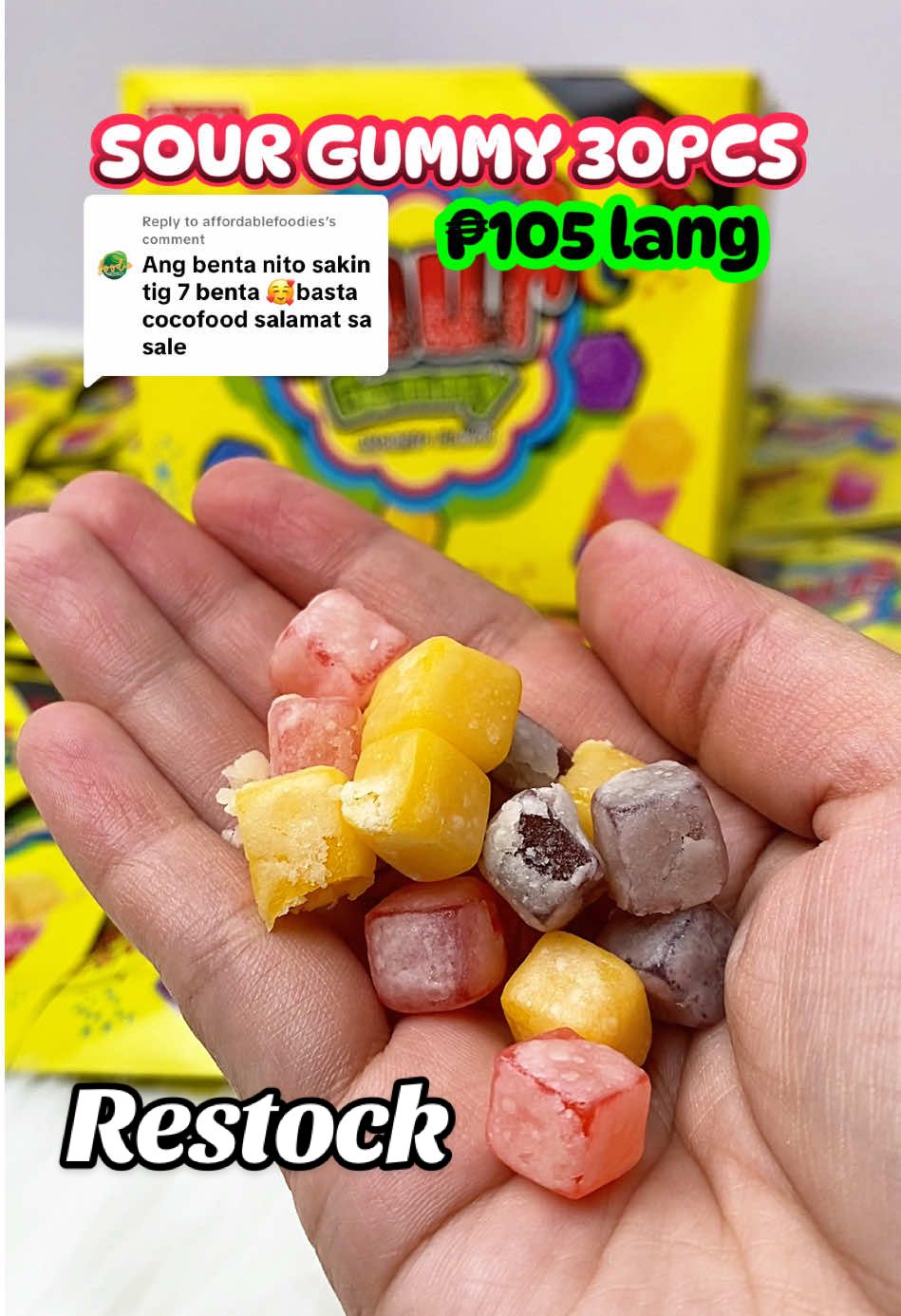 Replying to @affordablefoodies  Paunahan! Available na best seller natin COCO Sour Gummy Assorted flavors!  Patok paninda!  #cocosourgummy #cocosourgummyassorted #sourgummy #sourcandy #gummies 