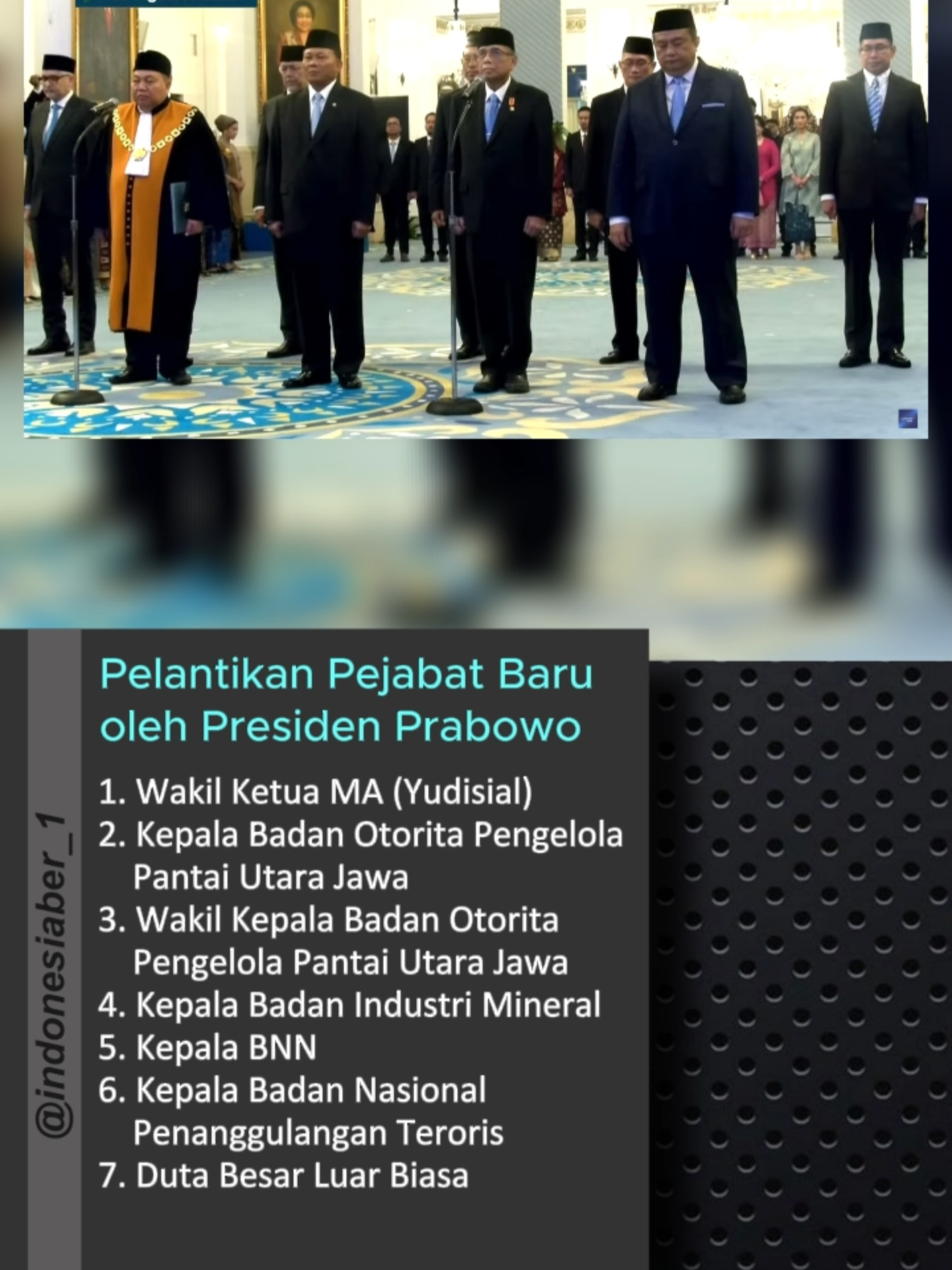 Pelantikan Pejabat baru Oleh Presiden #prabowo #hariini antara lain : Wakil Ketua #MA Kepala #BNN Kepala Badan Otorita Pengelola Pantai Utara Jawa #Dubes #viral #trending #foryou