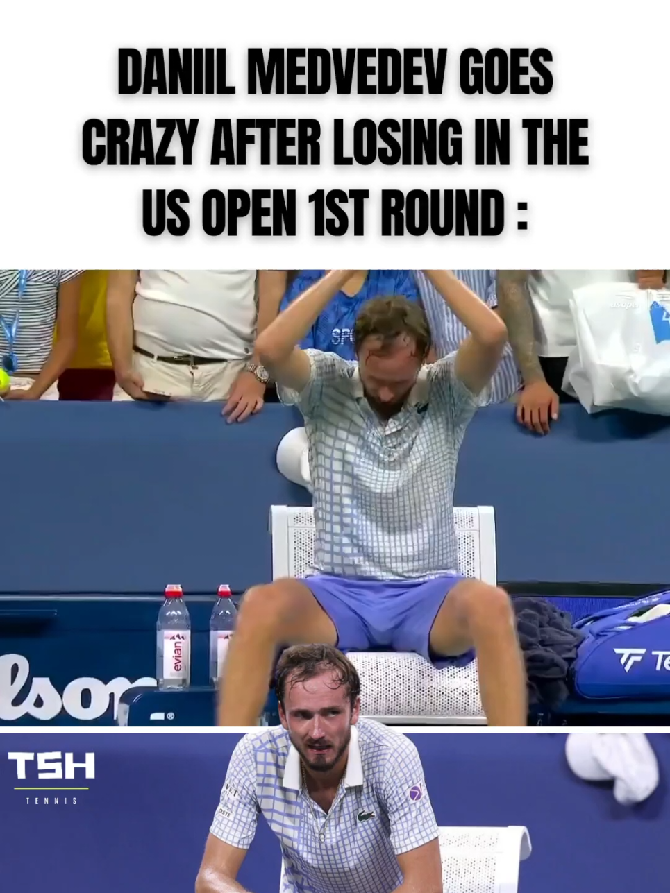WILD SCENES AT THE US OPEN! Daniil Medvedev has officially hit rock bottom. 🤯💔 -- Follow us for everything happening in the tennis world! 🎾🎾 -- #DaniilMedvedev #Medvedev #USOpen #crazy #Tennis