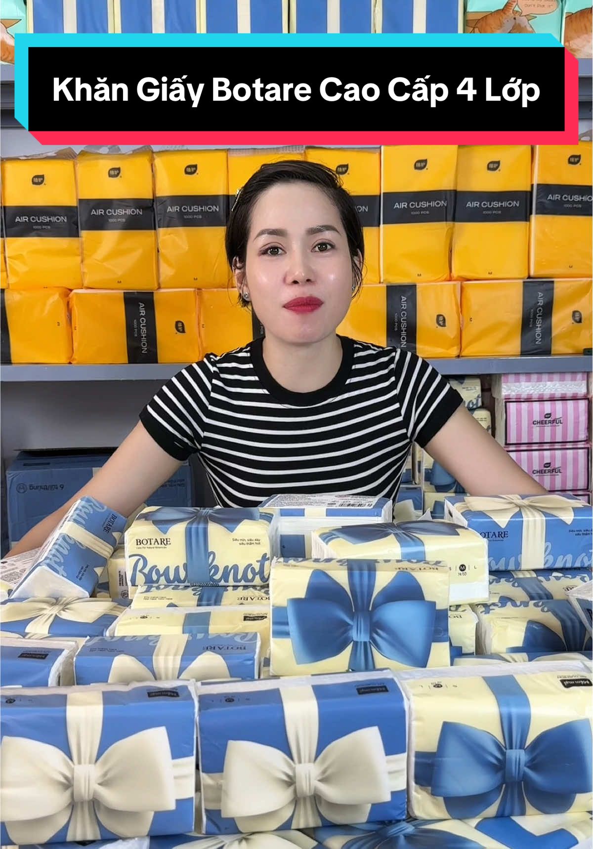 Khăn Giấy Botare Cao Cấp 4 Lớp - 74 Tờ/Gói (175x140mm) | Bột Gỗ Nguyên Sinh, Nơ Hồ Điệp | Siêu Dày & Mềm Mại 27 gói Nơ đẹp #botare #giayancaocap #cindythuytichcuc