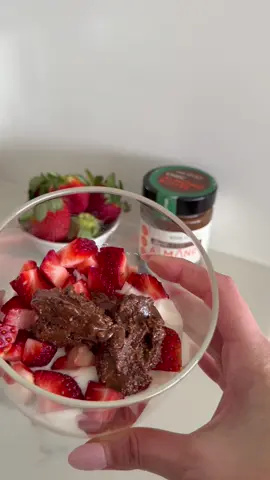 Save this for your next snack idea! Layer creamy yoghurt, sweet strawberries & our rich chocolate almond butter = perfection in a glass 🍓🥜✨ #snacks #goodsocietyfood #sweettreat