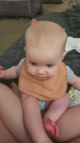 I was told to moo at her because babies cry when you moo at them. Normally she laughs when she gets scared! #moo #babiesoftiktok 