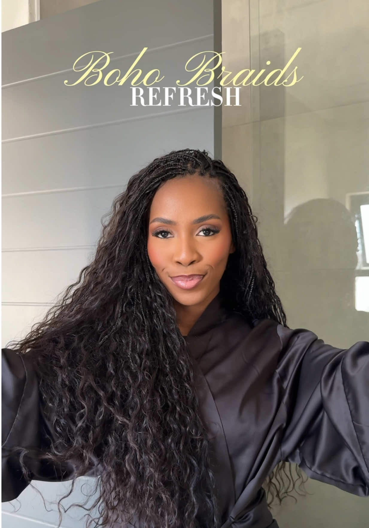 how i refresh my human hair bora-bora/boho braids - thee best hairstyle for the spring/summertime🧚🏾‍♀️ / done by: @Jullz_hairstylist (idk about hair piece friends, please be asking her😭)  products: water  flawless hydrating curl refresher spray  aunt jackie’s frizz patrol mousse  moroccanoil treatment oil #fyp #foryoupage #braids #boraborabraids #bohobraids #braidsrefresh #hairtok 