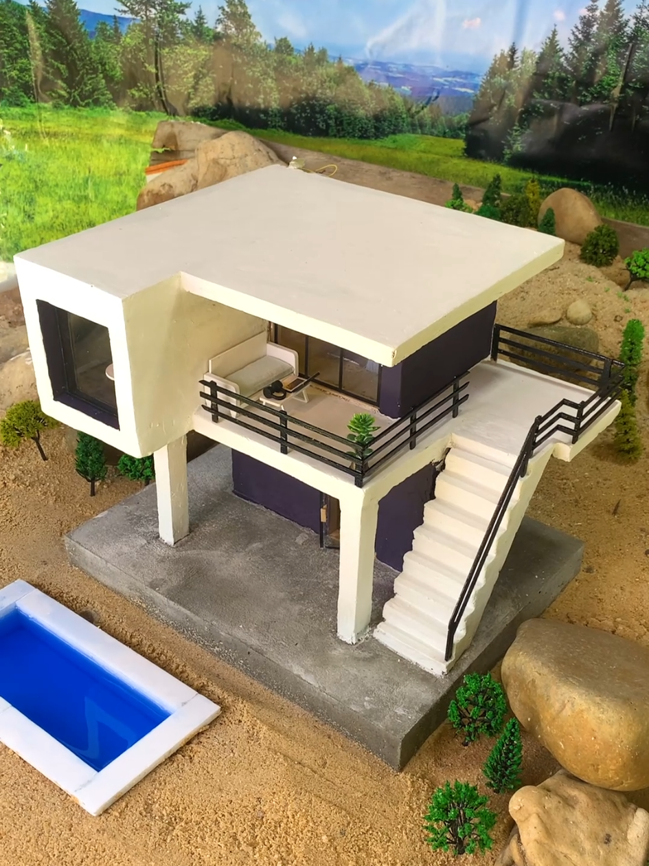 Hardwork Build 2-Story House & Pool with Mini Bricks 🔨 #easyhouse #DIY #miniature 