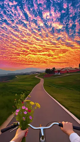 Sunset and flowers,I like both of them✨ #sunset #fyp 