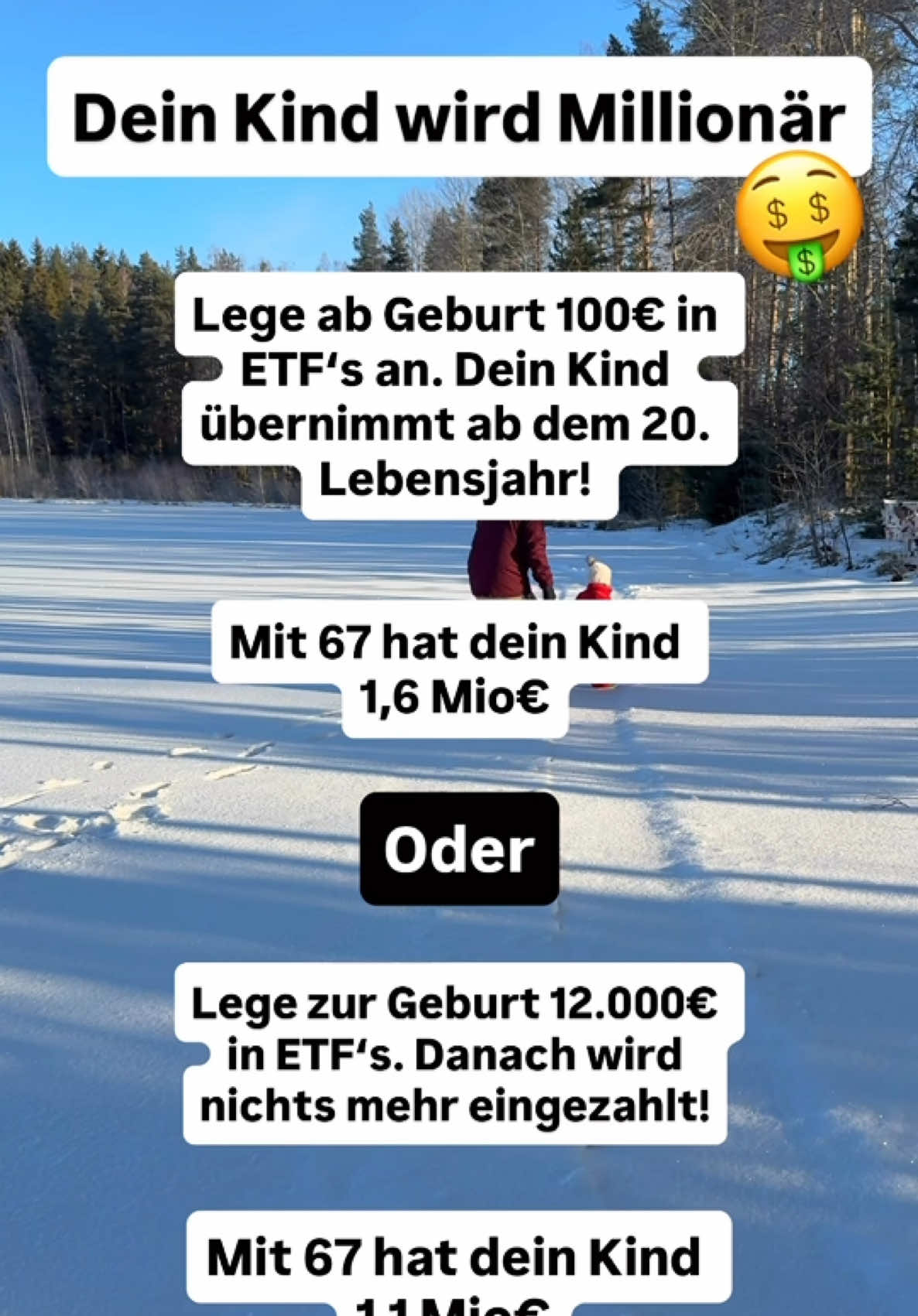 👶📈 Warum du für deine Kinder investieren solltest 💡 Der Zinseszins ist wie Magie für dein Geld – und Zeit ist dabei der wichtigste Faktor. ⏳ Je früher du startest, desto stärker wirkt der Effekt. 👉 Beispiel: Legst du für dein Kind 100€ im Monat in ETF’s an, hat es mit 18 bei üblichen Renditen schon ca. 42.000€. Lässt du das Geld weiter für dein Kind arbeiten, wird daraus bis zum 67. Geburtstag über 1 Mio. € – ganz ohne weitere Einzahlungen! 🚀 Das zeigt: Zeit schlägt Höhe der Einzahlung. Wer früh startet, gibt seinem Kind finanzielle Sicherheit & Freiheit, die unbezahlbar ist. 💙 💡 Tipp: Nutze ETF-Sparpläne – transparent, günstig & langfristig. 👉 Folge @finanzglas für mehr Investment-Hacks und smarte Strategien für dich und deine Familie. *keine Anlageberatung* Zinseszins, ETF, Kinder, investieren, finanzielle Freiheit, Vermögensaufbau #finanzwissen #kinder #etfs #vermögensaufbau #finanziellefreiheit #investieren